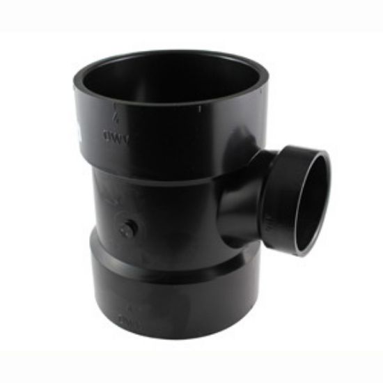4 in. x 4 in. x 2 in. Hub ABS DWV Reducing Sanitary Tee, Black