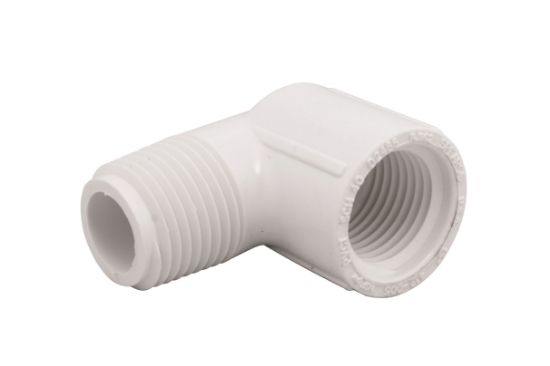 Picture of 1" X 90D PVC 40 MIP X FIP ELBOW WHITE