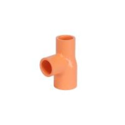 Picture of 1 1/2"x2" CPVC RED. TEE SOCxSOCxSOC BLAZEMASTER