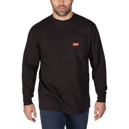 Picture of C++ 602B-XL HD POCKET TEE LS BLACK XL