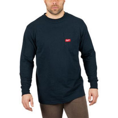 Picture of 602BL-2X HD POCKET TEE LS BLUE 2X