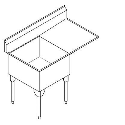 Picture of SSL2424R-1-2 SINK ARISTA SINGLE SCULLERY