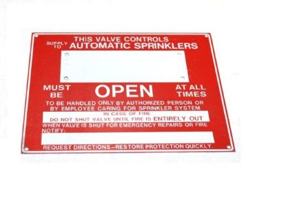 Picture of 02-108-00 SPRINK CNTRL VALVE SIGN 6X2