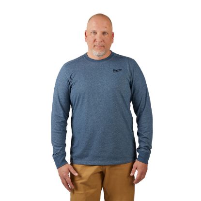 Picture of 604BL-XL HYBRID WORK TEE - LS BLUE XL