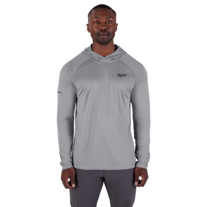 Picture of M550G-L WORKSKIN HOODED SUN SHIRT-GRAY L