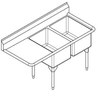 Picture of RDL2448L-1-2 SINK - DOUBLE SCULLERY