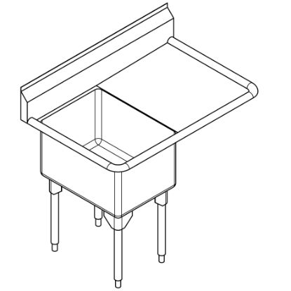 Picture of RSL2424R-1-2 SINK - COMMERCIAL SCULLERY