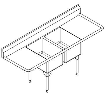 Picture of RDL2448LR-1-2 SINK - COMM DBL SCULLERY