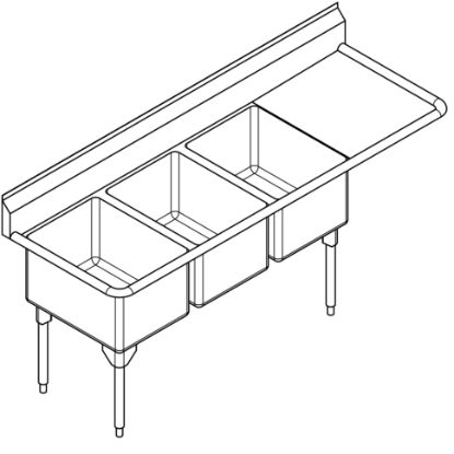 Picture of RTL2472R-1-2 SINK - TRIPLE SCULLERY