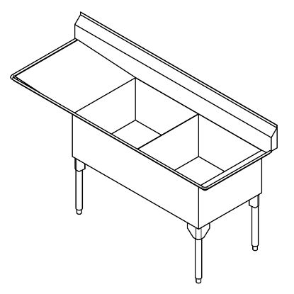 Picture of SDL2448L-1 SINK - DOUBLE SCULLERY