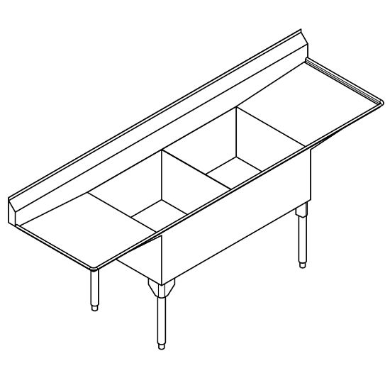 Picture of SDL2448LR-1-2 SINK ARISTA DBL SCULLERY