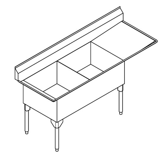 Picture of SDL2436R-1-2 SINK - DOUBLE SCULLERY