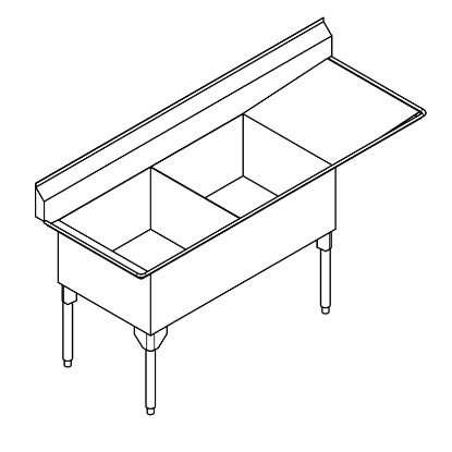 Picture of SDL2448R-1-2 SINK - DOUBLE SCULLERY
