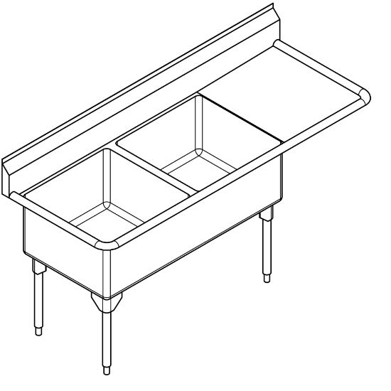 Picture of WDL2448R-1-2 SINK ARISTA DBL SCULLERY