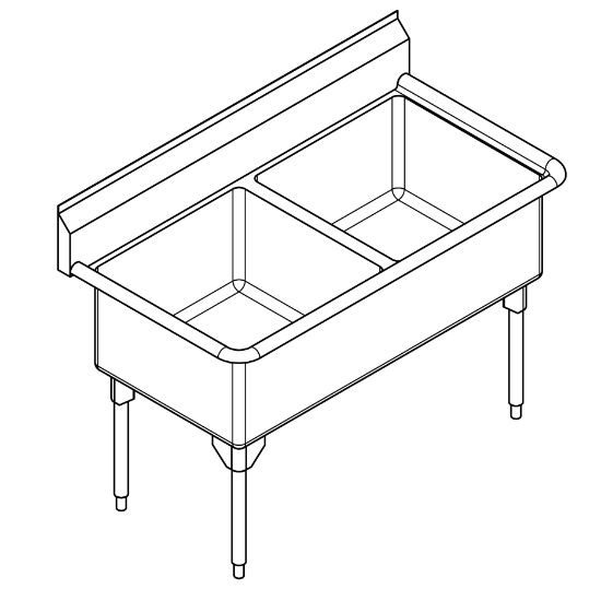 Picture of WDL2448-1 SINK ARISTA DOUBLE SCULLERY