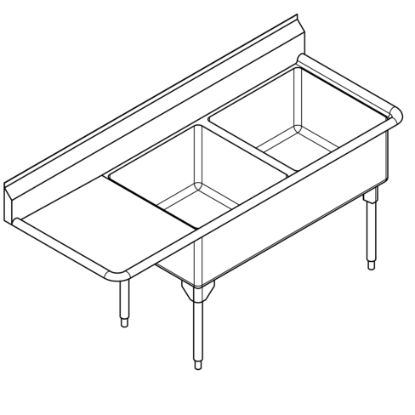 Picture of WDL2448L-1-2 SINK ARISTA DBL SCULLERY