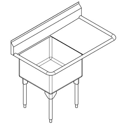 Picture of WSL2424R-1 SINK ARISTA SINGLE SCULLERY