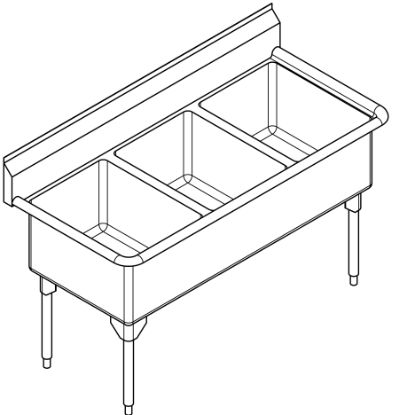 Picture of WTL2454-1 SINK ARISTA TRIPLE SCULLERY