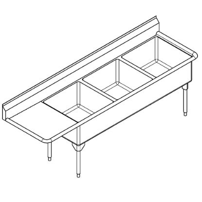 Picture of WTL2454L-1-2 SINK - TRIPLE SCULLERY