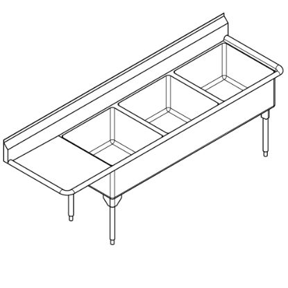 Picture of WTL2472L-1-2 SINK-ARISTA TRIPLE SCULLERY